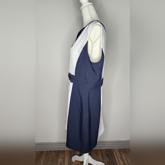 PLUS CHELSEA ROSE White Navy Blue Block Sleeveless Sheath Dress. Size: 18 - Picture 3 of 12